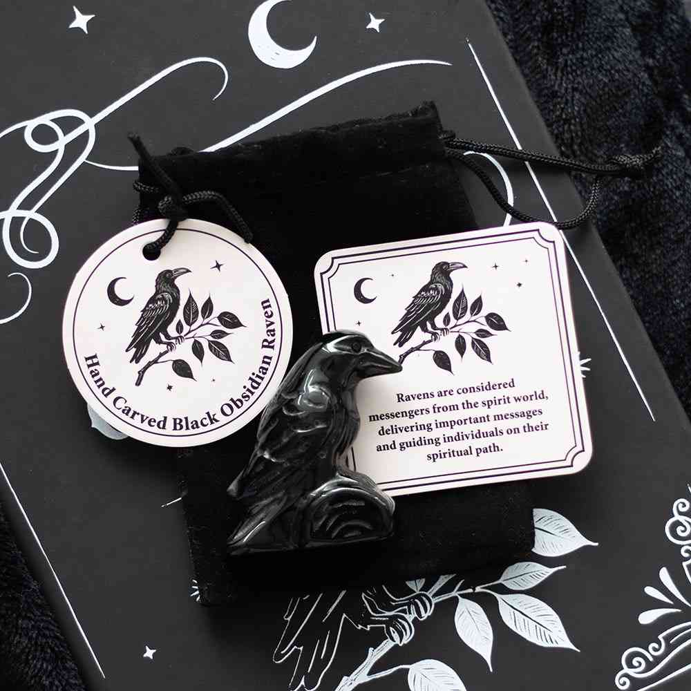 Something Different - Black Obsidian Raven Ornament in a Bag Ornament - Multicolours